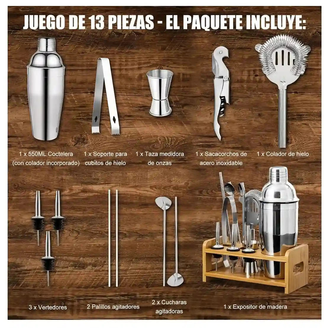 Set Cocteleria Mixologia Estilo Bartender (13 piezas)